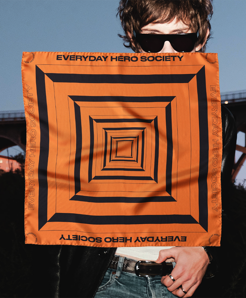 Society Scarf No.2 - Orange/Black - Everyday Hero 